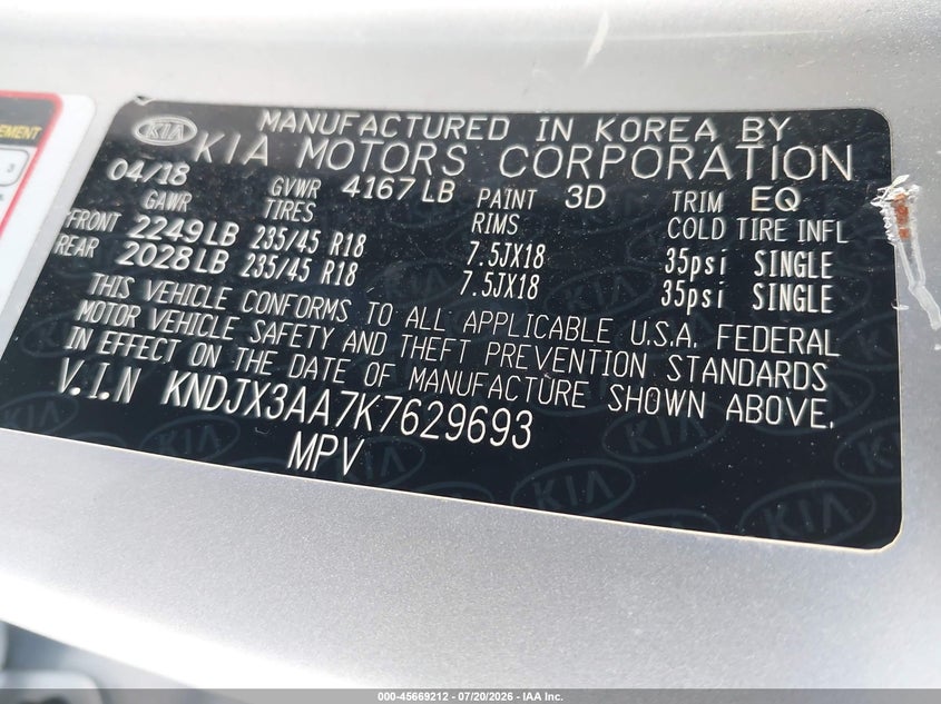 2019 Kia Soul VIN KNDJX3AA7K7629693 IAAI salvage auction — FRONT END, Salvage Title, sold $1,500 on 2026-08-01 (photo 9)