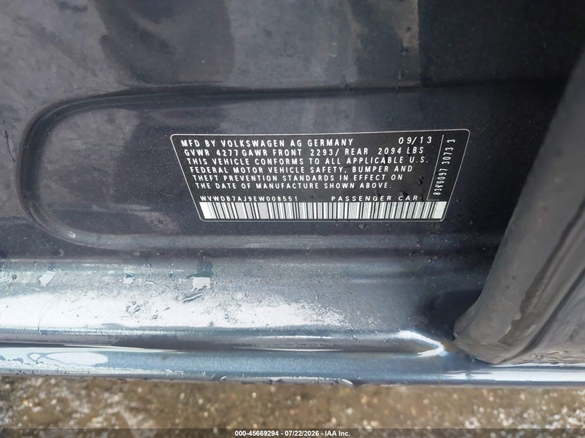 2014 Volkswagen Golf VIN WVWDB7AJ9EW008551 IAAI salvage auction — FRONT END, Clear (Virginia), sold $800 on 2026-08-14 (photo 9)