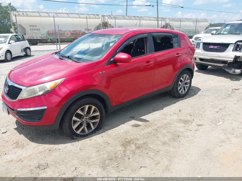 2015 Kia Sportage VIN KNDPBCAC1F7680770 IAAI salvage auction — NORMAL WEAR, Salvage Title, sold $425 on 2026-07-24 (photo 2)