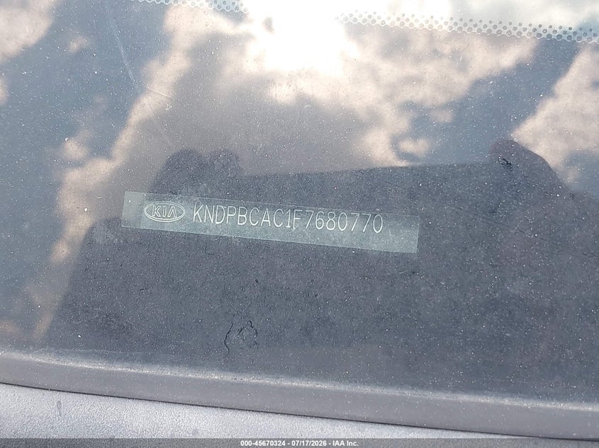2015 Kia Sportage VIN KNDPBCAC1F7680770 IAAI salvage auction — NORMAL WEAR, Salvage Title, sold $425 on 2026-07-24 (photo 9)