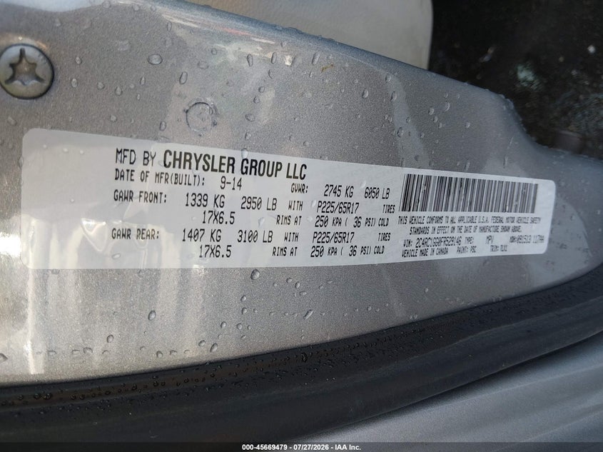 2015 Chrysler Town & country VIN 2C4RC1GG0FR529146 IAAI salvage auction — RIGHT FRONT, Salvage (Missouri), sold $625 on 2026-08-21 (photo 9)