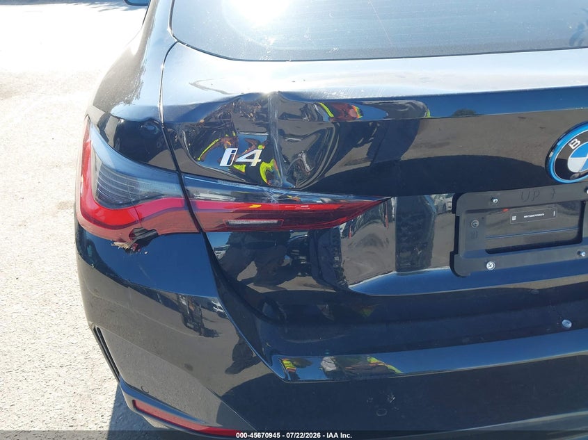 2023 BMW I4 VIN WBY73AW07PFR20474 IAAI salvage auction — REAR END, Salvage Title, sold $17,100 on 2026-07-31 (photo 6)