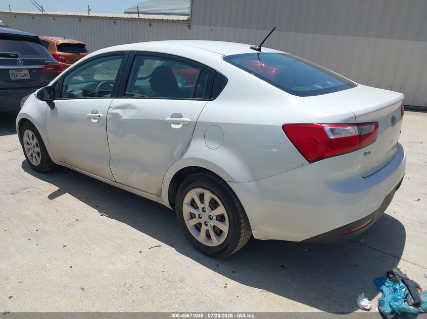 2012 Kia Rio VIN KNADM4A34C6093173 IAAI salvage auction — NORMAL WEAR, Original (Texas), sold $25 on 2026-07-29 (photo 3)