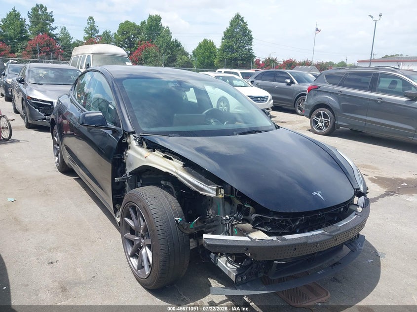 2023 Tesla Model 3 VIN 5YJ3E1EA0PF665255 IAAI salvage auction — FRONT END, Salvage (North Carolina), sold $7,500 on 2026-08-02 (photo 1)