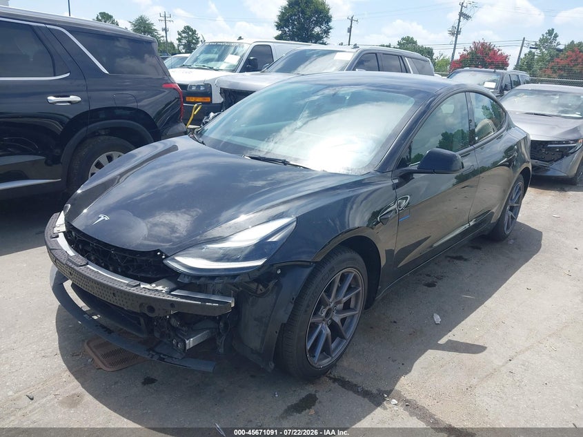 2023 Tesla Model 3 VIN 5YJ3E1EA0PF665255 IAAI salvage auction — FRONT END, Salvage (North Carolina), sold $7,500 on 2026-08-02 (photo 2)