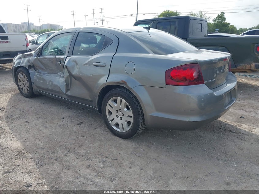 2013 Dodge Avenger VIN 1C3CDZAB5DN730277 IAAI salvage auction — SIDE, Salvage Title, sold $600 on 2026-08-27 (photo 3)