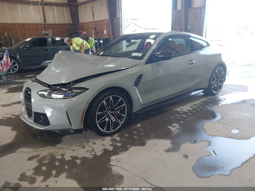 2023 BMW M4 VIN WBS43AZ06PCL83400 IAAI salvage auction — RIGHT FRONT, Clear (New York), sold $27,000 on 2026-07-22 (photo 2)