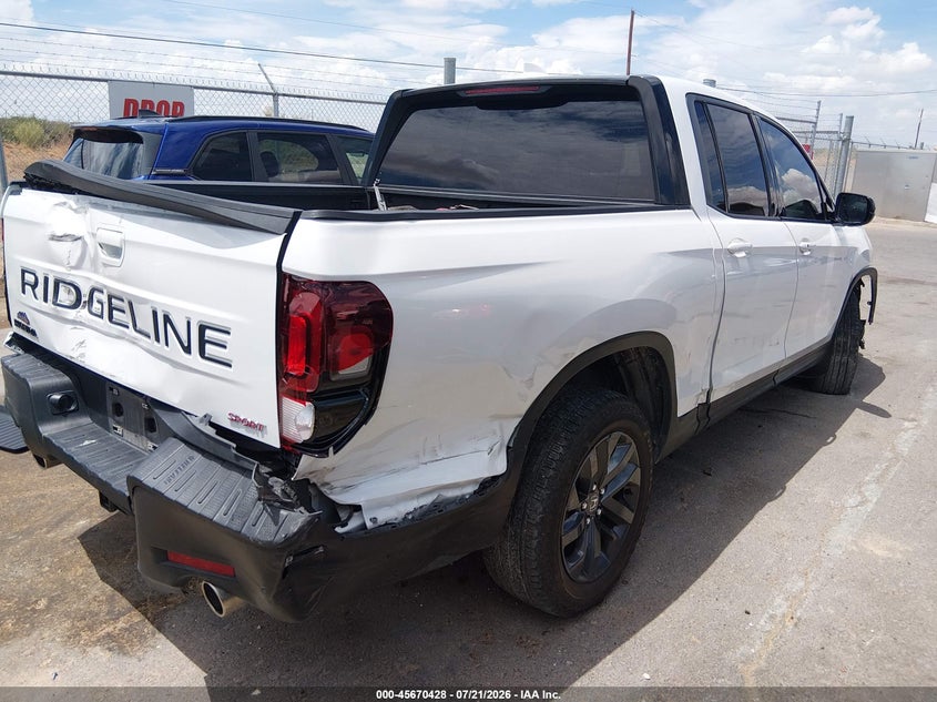 2025 Honda Ridgeline VIN 5FPYK3F12SB019451 IAAI salvage auction — FRONT & REAR, Wait Title, sold $1,050 on 2026-10-03 (photo 4)