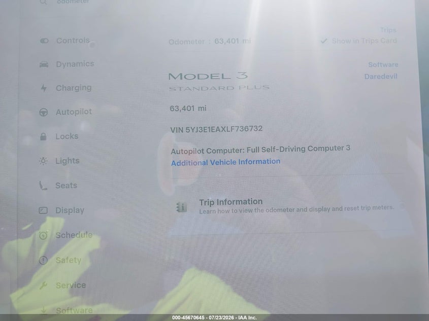 2020 Tesla Model 3 VIN 5YJ3E1EAXLF736732 IAAI salvage auction — SIDE, Salvage Title, sold $6,800 on 2026-07-31 (photo 7)