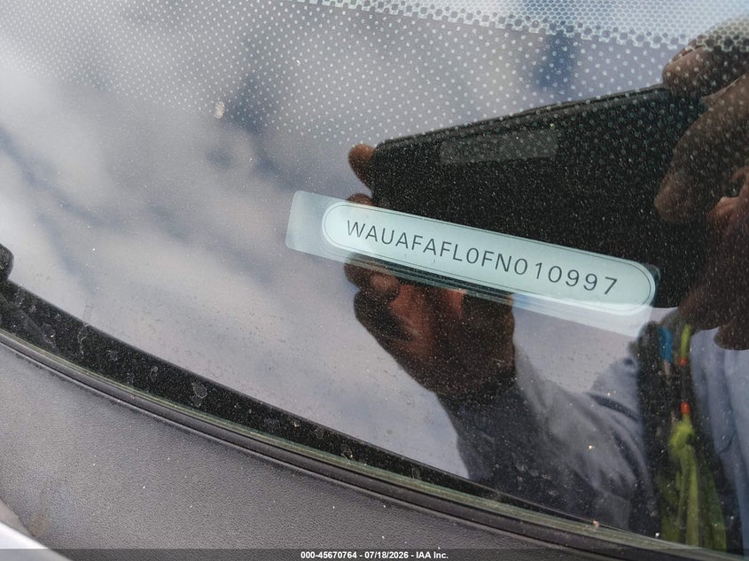 2015 Audi A4 VIN WAUAFAFL0FN010997 IAAI salvage auction — NORMAL WEAR, Salvage Title, sold $25 on 2026-07-30 (photo 9)