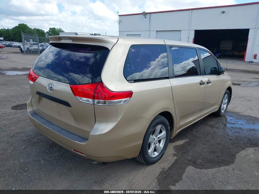 2011 Toyota Sienna VIN 5TDZK3DC1BS019339 IAAI salvage auction — TRANSMISSION, Clear (Florida), sold $175 on 2026-07-29 (photo 4)