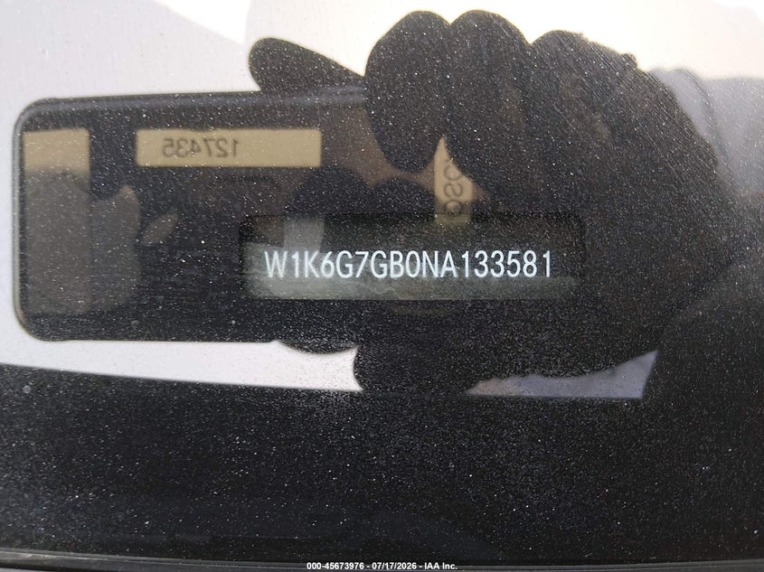 2022 Mercedes-benz S-klasse VIN W1K6G7GB0NA133581 IAAI salvage auction — FRONT END, Salvage Title, sold $41,900 on 2026-07-30 (photo 9)