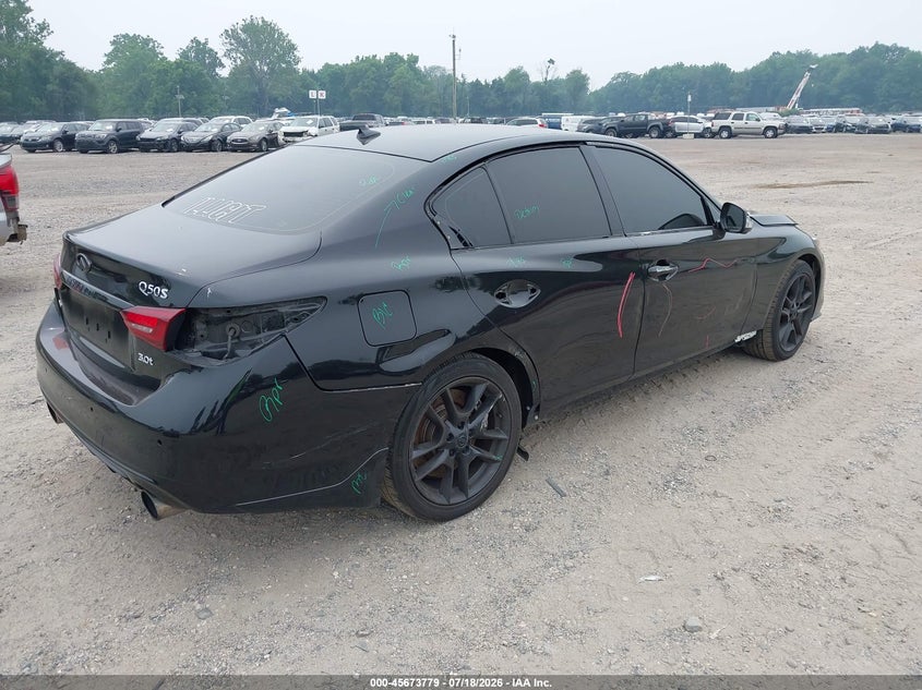 2019 Infiniti Q50 VIN JN1EV7AR8KM593473 IAAI salvage auction — SIDE, Salvage Title, sold $4,400 on 2026-09-30 (photo 4)
