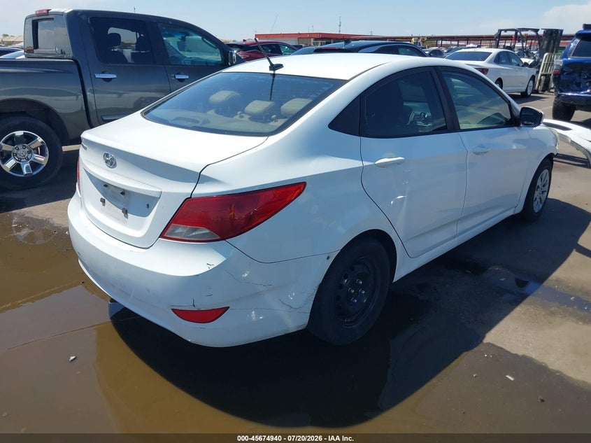 2016 Hyundai Accent VIN KMHCT4AE1GU123908 IAAI salvage auction — FRONT END, Salvage Title, sold $800 on 2026-07-31 (photo 4)