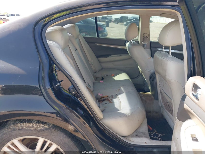 2010 Infiniti G37 VIN JN1CV6AP8AM200537 IAAI salvage auction — NORMAL WEAR, Original (Texas), sold $25 on 2026-07-29 (photo 8)