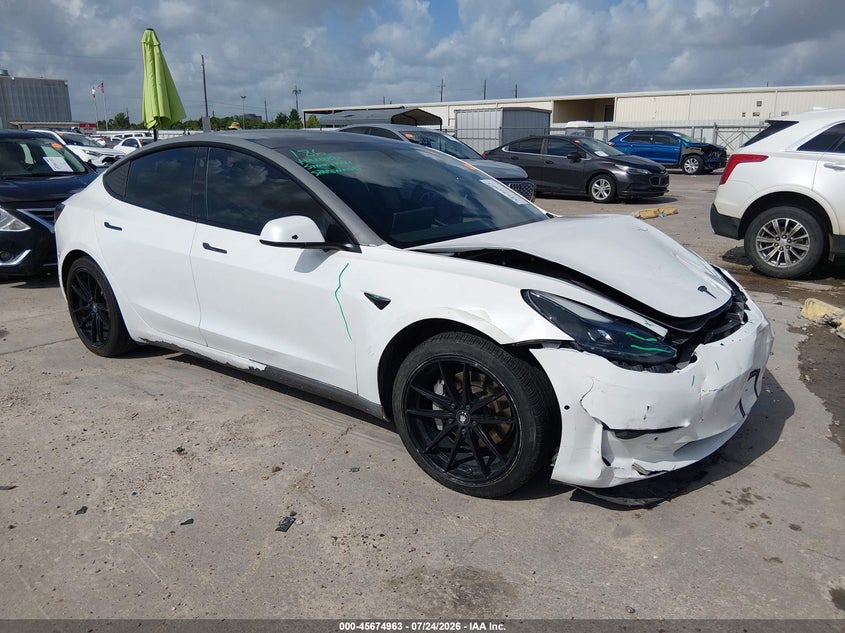 2021 Tesla Model 3 VIN 5YJ3E1EA5MF016689 IAAI salvage auction — FRONT END, Original (Texas), sold $4,850 on 2026-09-03 (photo 1)
