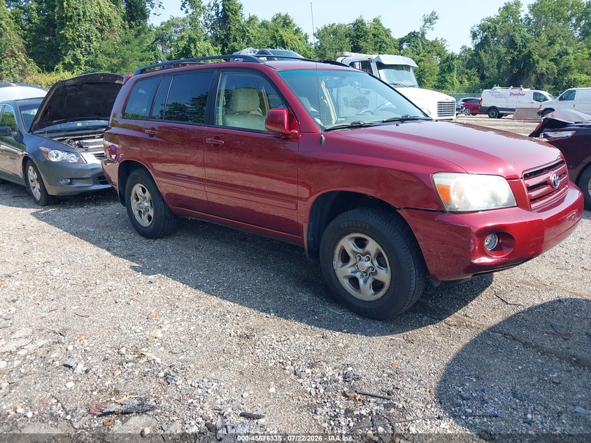2007 Toyota Highlander VIN JTEGD21A870161160 IAAI salvage auction — NORMAL WEAR, Clear (Maryland), sold $1,050 on 2026-07-30 (photo 1)