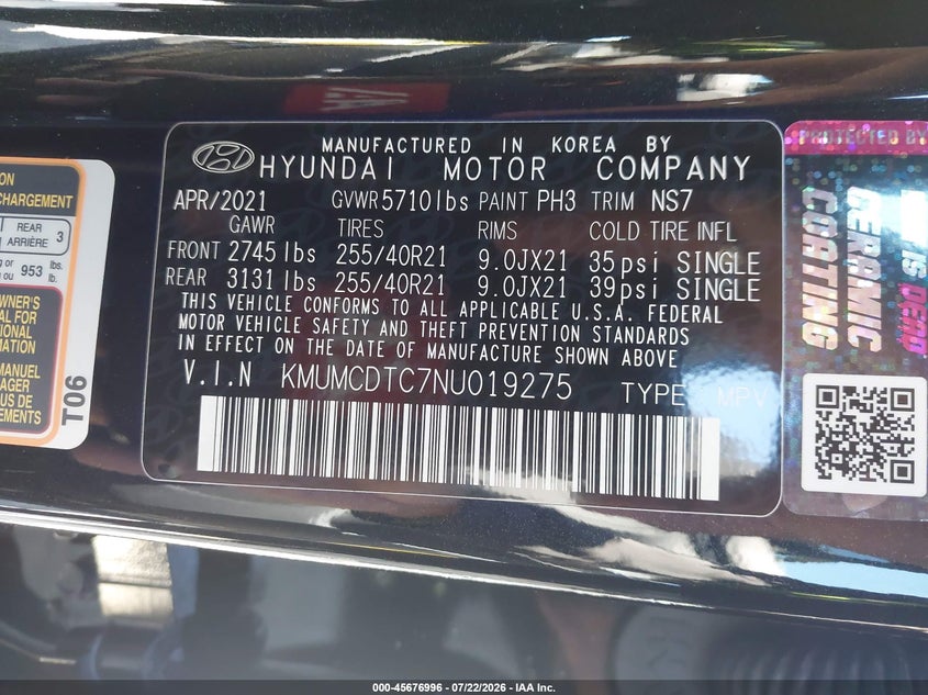 2022 Genesis Gv70 VIN KMUMCDTC7NU019275 IAAI salvage auction — REAR END, Wait Title, sold $15,700 on 2026-09-07 (photo 9)