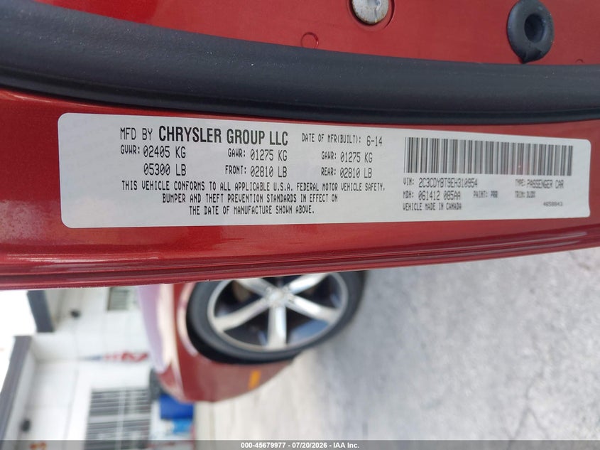 2014 Dodge Challenger VIN 2C3CDYBT9EH310954 IAAI salvage auction — NORMAL WEAR, Salvage (Florida), sold $9,500 on 2026-08-02 (photo 9)