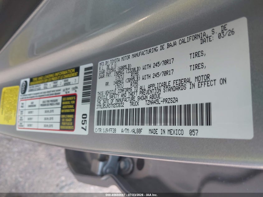 2026 Toyota Tacoma VIN 3TMLB5JN3TM253832 IAAI salvage auction — REAR END, Clear (Texas), sold $18,500 on 2026-07-31 (photo 9)