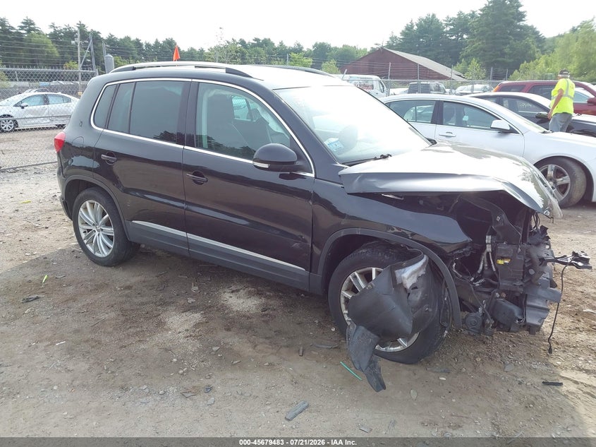 2014 Volkswagen Tiguan VIN WVGBV3AX9EW562762 IAAI salvage auction — FRONT END, Salvage Title, sold $425 on 2026-08-14 (photo 1)
