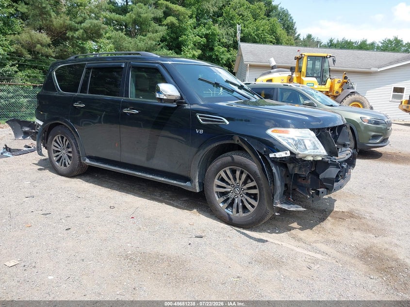 2019 Nissan Armada VIN JN8AY2NE3K9756535 IAAI salvage auction — FRONT & REAR, Wait Title, sold $7,700 on 2026-08-31 (photo 1)
