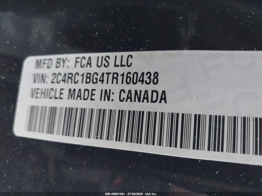 2026 Chrysler Pacifica VIN 2C4RC1BG4TR160438 IAAI salvage auction — REAR END, Clear (Florida), sold $12,200 on 2026-07-29 (photo 9)