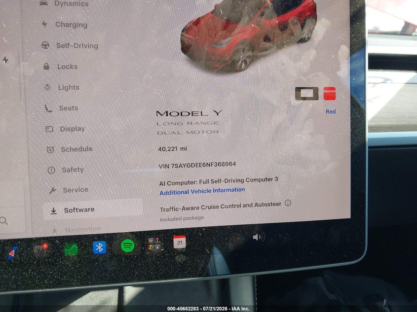 2022 Tesla Model y VIN 7SAYGDEE6NF368964 IAAI salvage auction — REAR END, Salvage Title, sold $7,600 on 2026-08-01 (photo 7)