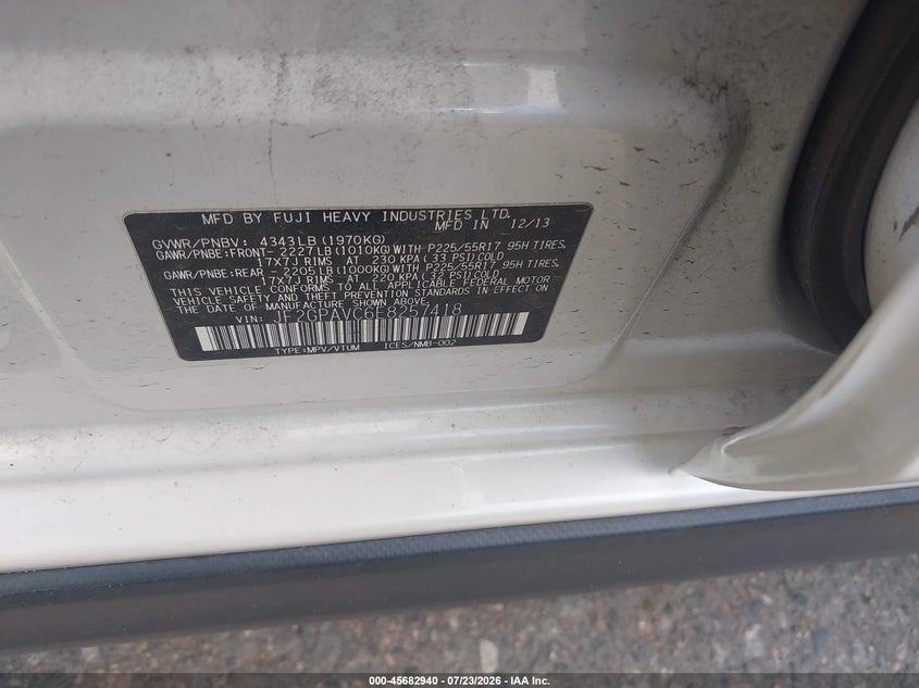 2014 Subaru Xv crosstrek VIN JF2GPAVC6E8257418 IAAI salvage auction — NORMAL WEAR, Clear (Colorado), sold $25 on 2026-07-28 (photo 9)