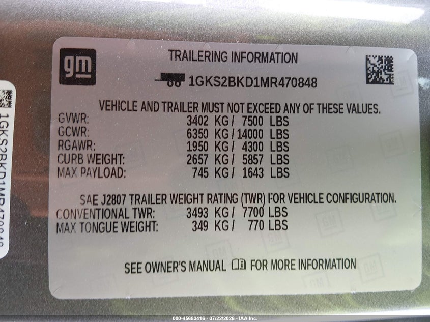 2021 Gmc Yukon VIN 1GKS2BKD1MR470848 IAAI salvage auction — LEFT SIDE, Salvage (Missouri), sold $22,900 on 2026-08-24 (photo 9)