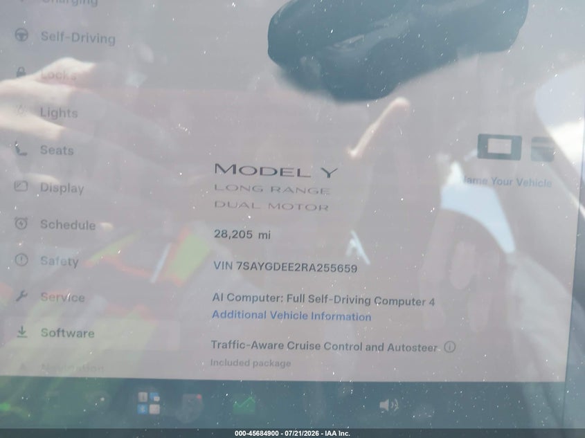 2024 Tesla Model y VIN 7SAYGDEE2RA255659 IAAI salvage auction — SIDE, Wait Title, sold $10,700 on 2026-08-28 (photo 7)