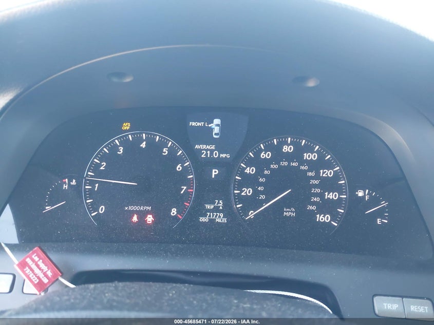 2007 Lexus Ls 460 VIN JTHBL46F375043360 IAAI salvage auction — REAR END, Salvage (California), sold $3,550 on 2026-08-03 (photo 7)