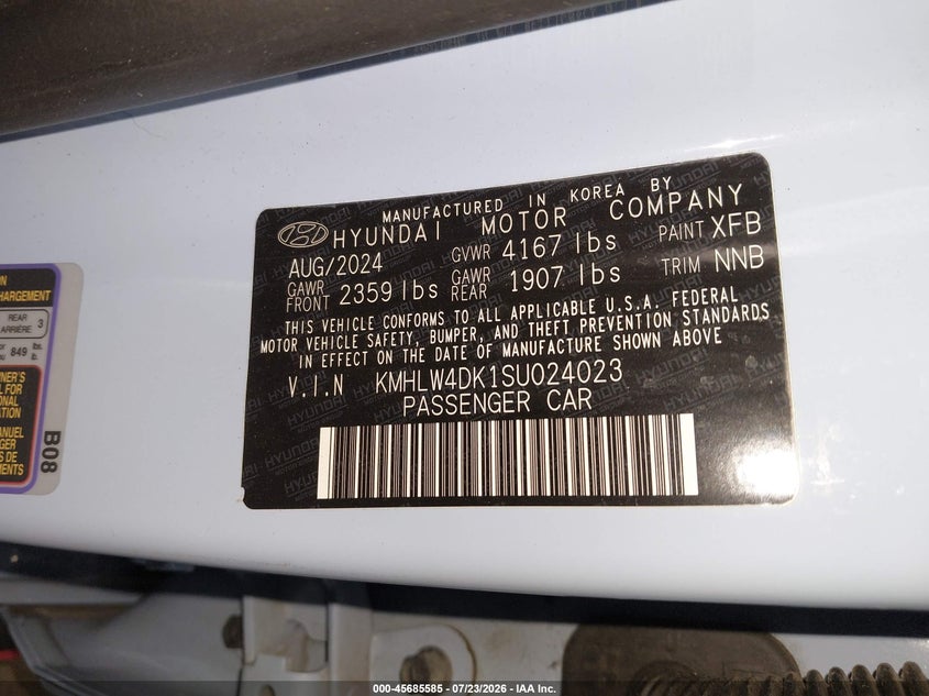 2025 Hyundai Elantra n VIN KMHLW4DK1SU024023 IAAI salvage auction — FRONT END, Wait Title, sold $8,600 on 2026-09-03 (photo 9)