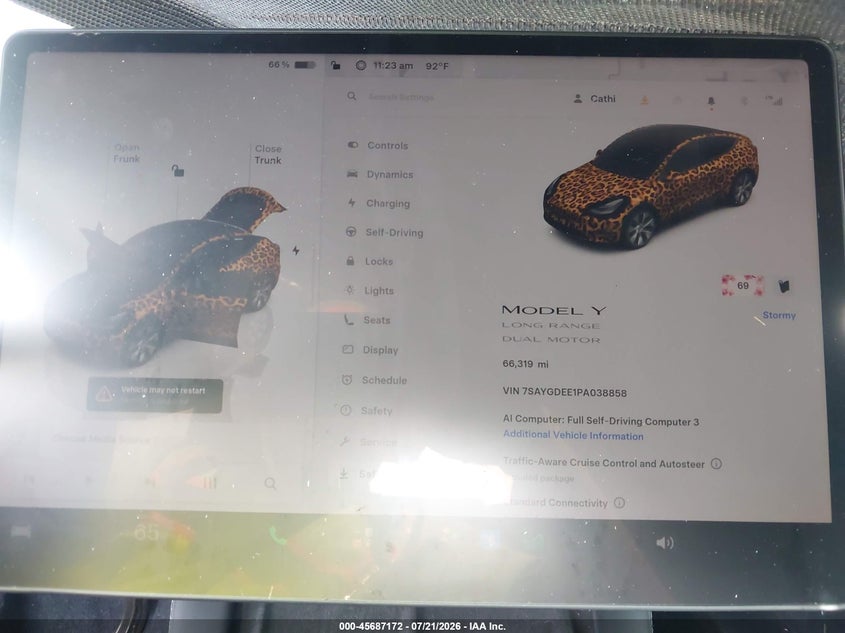 2023 Tesla Model y VIN 7SAYGDEE1PA038858 IAAI salvage auction — ROLLOVER, Salvage Title, sold $4,600 on 2026-08-02 (photo 7)