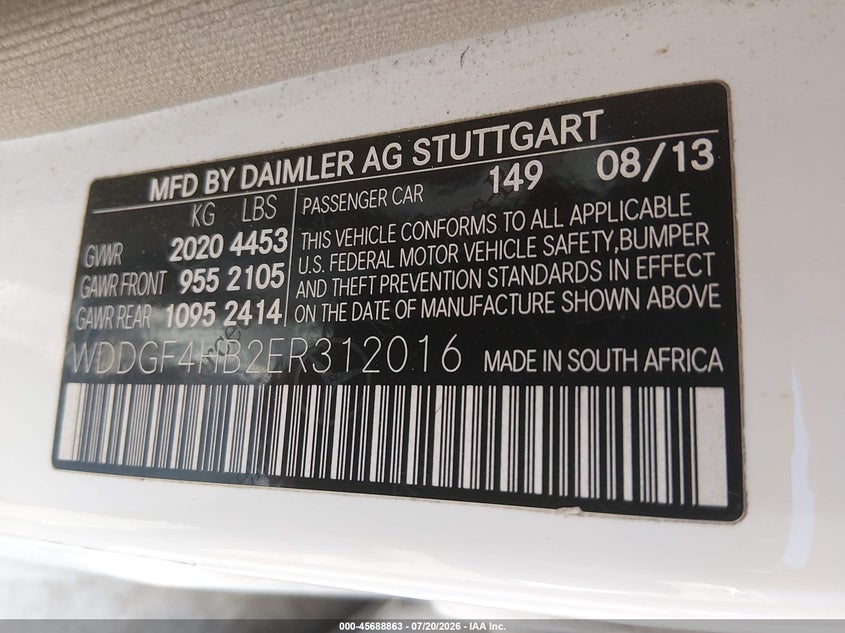 2014 Mercedes-benz C class VIN WDDGF4HB2ER312016 IAAI salvage auction — NORMAL WEAR, Clear (Tennessee), sold $900 on 2026-08-05 (photo 9)