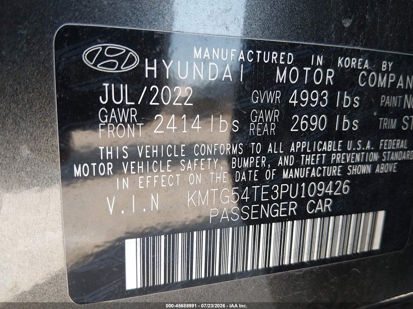 2023 Genesis G70 VIN KMTG54TE3PU109426 IAAI salvage auction — UNKNOWN, Salvage (Illinois), sold $11,450 on 2026-08-29 (photo 9)