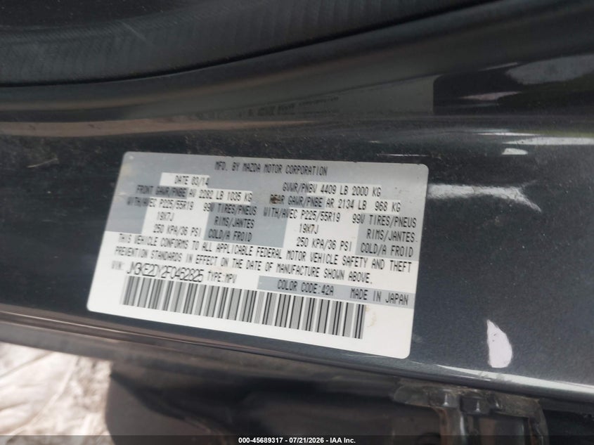 2015 Mazda Cx-5 VIN JM3KE2DY2F0462825 IAAI salvage auction — NORMAL WEAR, Clear (Massachusetts), sold $1,550 on 2026-07-24 (photo 9)