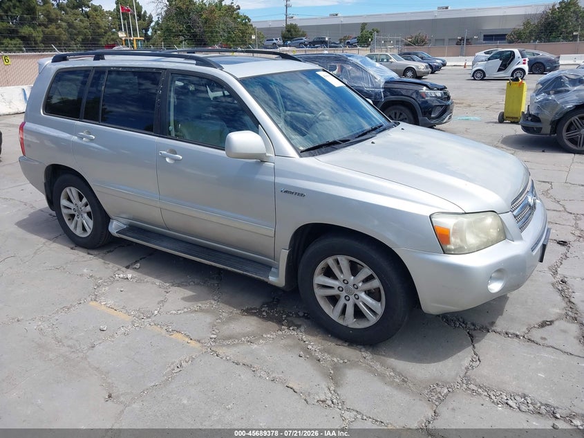 2006 Toyota Highlander hybrid VIN JTEDW21A860007690 IAAI salvage auction — NORMAL WEAR, App For Dup Clear (California), sold $525 on 2026-07-29 (photo 1)