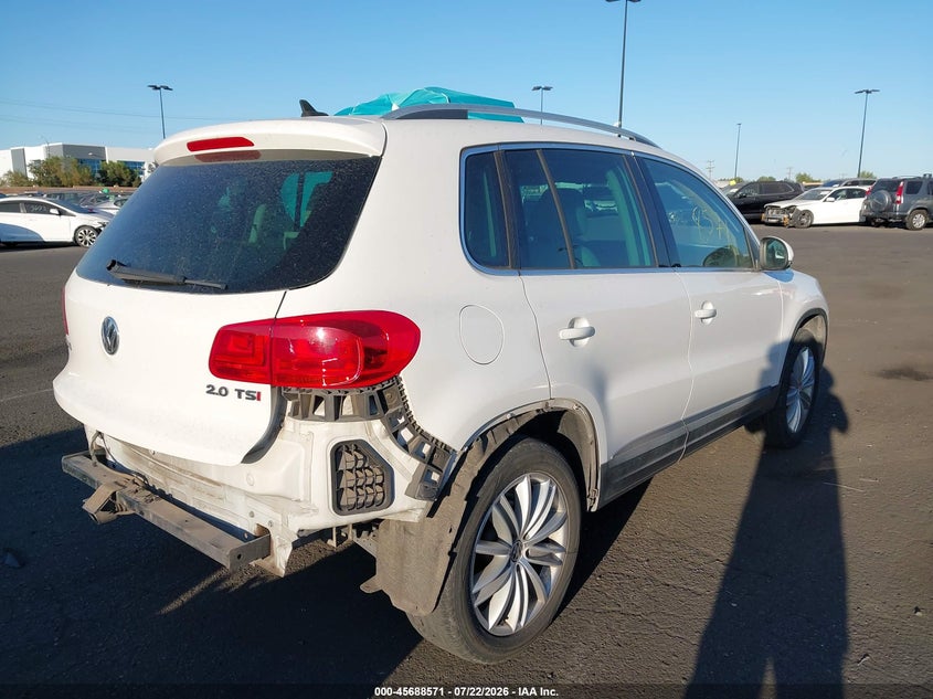 2013 Volkswagen Tiguan VIN WVGAV7AX6DW525802 IAAI salvage auction — REAR END, Salvage Certificate (California), sold $1,250 on 2026-07-31 (photo 4)