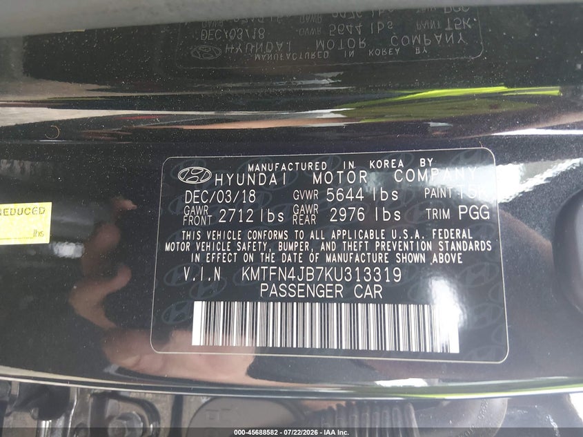 2019 Genesis G80 VIN KMTFN4JB7KU313319 IAAI salvage auction — FRONT END, Wait Title, sold $4,475 on 2026-09-28 (photo 9)