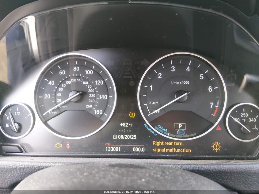 2013 BMW Activehybrid 3 VIN WBA3F9C54DF483886 IAAI salvage auction — NORMAL WEAR, Original (Texas), sold $500 on 2026-07-28 (photo 7)