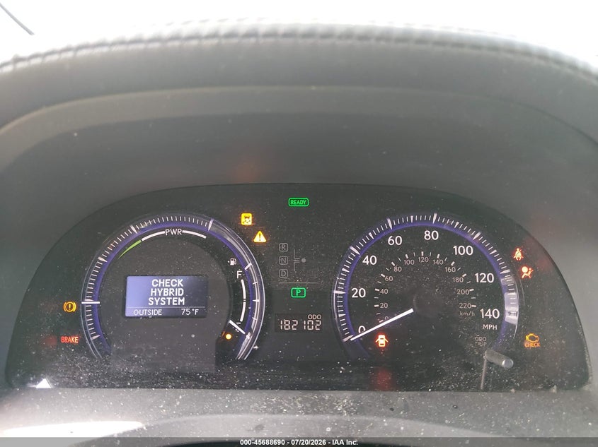 2010 Lexus Hs 250h VIN JTHBB1BA4A2027317 IAAI salvage auction — NORMAL WEAR, Clear - Dealer Only (California), sold $675 on 2026-07-29 (photo 7)
