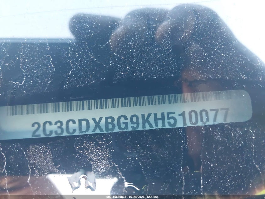 2019 Dodge Charger VIN 2C3CDXBG9KH510077 IAAI salvage auction — FRONT END, Clear (Florida), sold $3,050 on 2026-07-28 (photo 9)