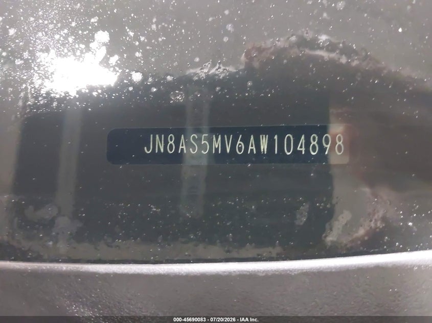 2010 Nissan Rogue VIN JN8AS5MV6AW104898 IAAI salvage auction — UNKNOWN, Original (Alaska), sold $225 on 2026-07-31 (photo 9)