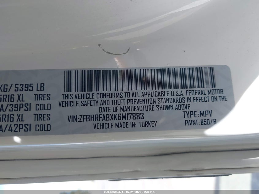 2019 Ram Promaster city VIN ZFBHRFABXK6M17883 IAAI salvage auction — RIGHT FRONT, Clear - Dealer Only (California), sold $25 on 2026-07-28 (photo 9)