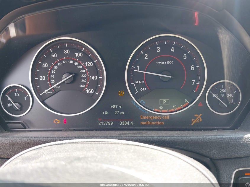 2016 BMW 3er VIN WBA8E3G57GNT78057 IAAI salvage auction — NORMAL WEAR, Salvage Title, sold $25 on 2026-07-29 (photo 7)