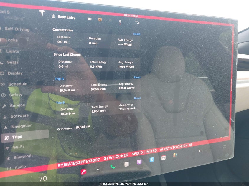2023 Tesla Model s VIN 5YJSA1E52PF513097 IAAI salvage auction — FRONT END, Salvage Title, sold $16,800 on 2026-08-19 (photo 7)