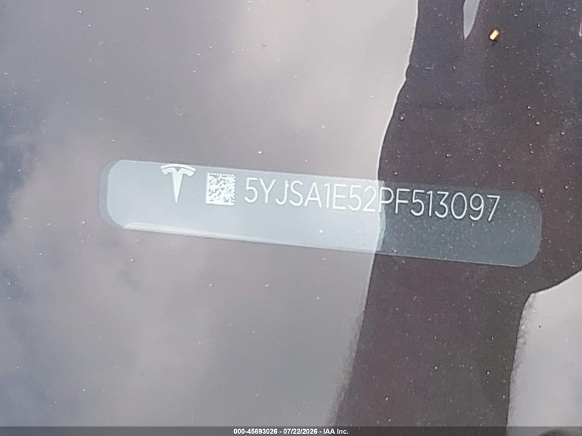 2023 Tesla Model s VIN 5YJSA1E52PF513097 IAAI salvage auction — FRONT END, Salvage Title, sold $16,800 on 2026-08-19 (photo 9)