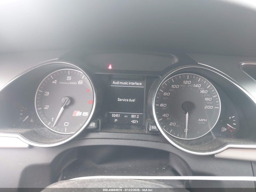 2012 Audi S5 VIN WAUCVAFR0CA001431 IAAI salvage auction — NORMAL WEAR, Reconstructed (Massachusetts), sold $1,900 on 2026-07-31 (photo 7)