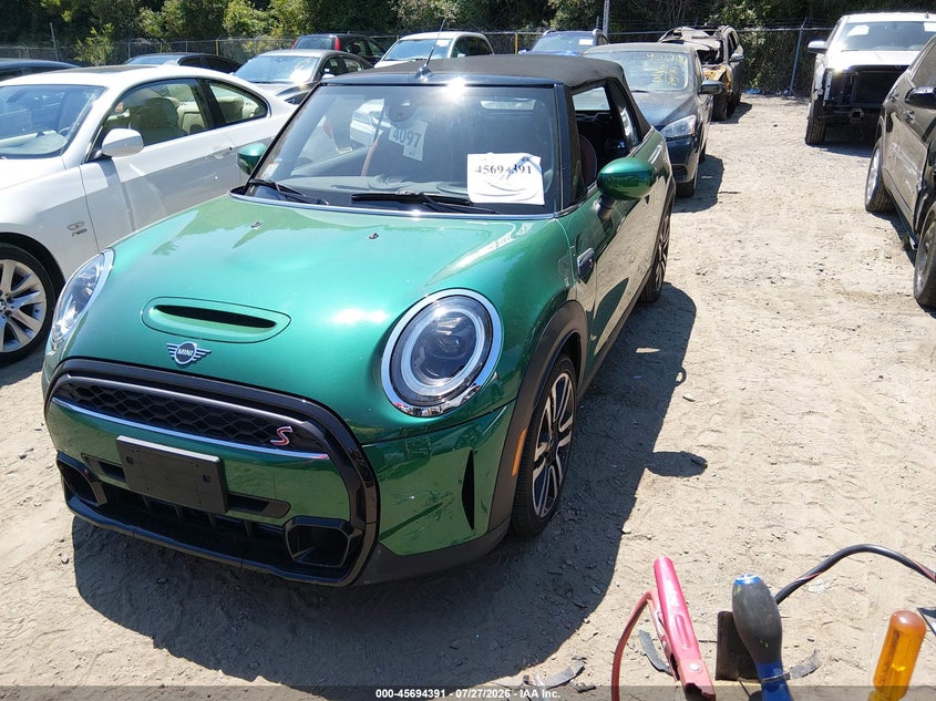2023 Mini Convertible VIN WMW43DL04P3P47635 IAAI salvage auction — WATER/FLOOD, Salvage (Massachusetts), sold $10,200 on 2026-08-14 (photo 2)